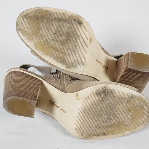 BCBGeneration Ankle Booties Peep Toe Block Heel Brown Leather Wo Size 10 M - Picture 6 of 8